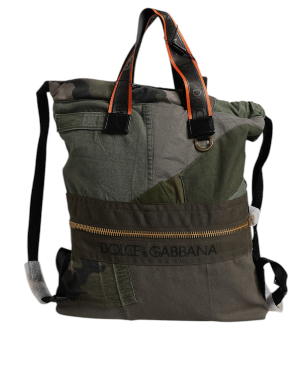 Military Green Patchwork Rucksack Backpack Bag