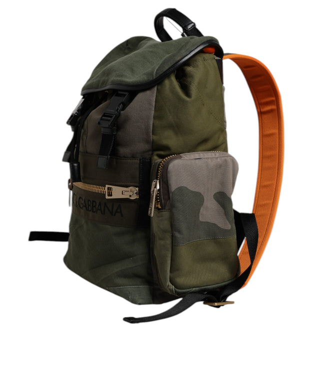 Military Green Patchwork School Backpack Bag
