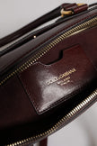 Brown Leopard Leather Shoulder Strap Duffle Bag