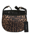 Black Brown Leopard Leather Shoulder Strap Bag