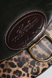 Black Brown Leopard Leather Shoulder Strap Bag