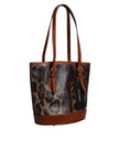 Brown Leopard Leather Shoulder Strap Tote Bag