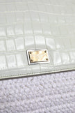 White Rafia Leather Top Handle Crossbody Bag