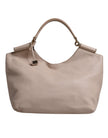 Light Pink Deer Leather Logo Plaque Tote Top Handle Bag