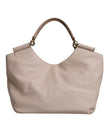 Light Pink Deer Leather Logo Plaque Tote Top Handle Bag