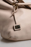 Light Pink Deer Leather Logo Plaque Tote Top Handle Bag