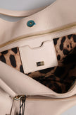 Light Pink Deer Leather Logo Plaque Tote Top Handle Bag