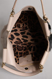 Light Pink Deer Leather Logo Plaque Tote Top Handle Bag