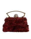 Red Gold Chain VANDA Tinsel Crystals Evening Clutch Bag