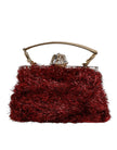 Red Gold Chain VANDA Tinsel Crystals Evening Clutch Bag