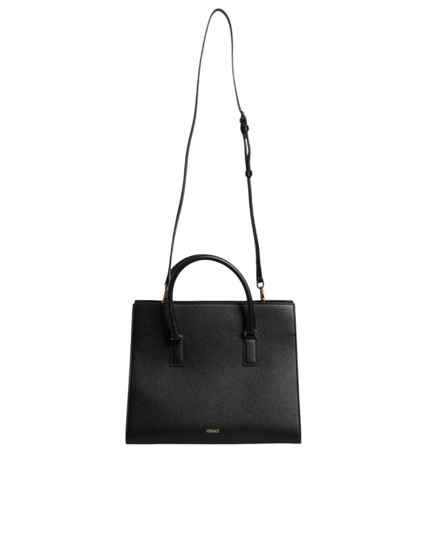 Black Large Leather Top Handle Shoulder Crossbody Bag