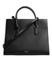 Black Large Leather Top Handle Shoulder Crossbody Bag