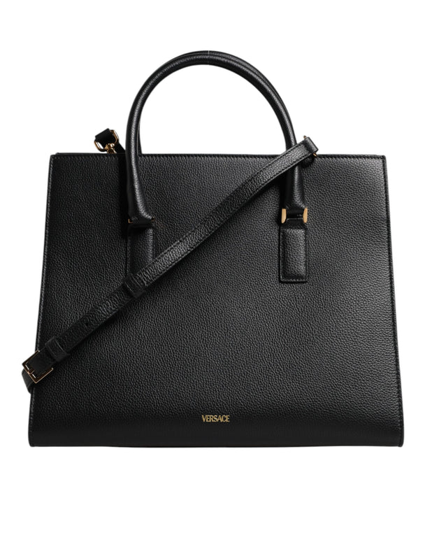 Black Large Leather Top Handle Shoulder Crossbody Bag