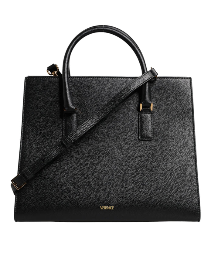 Black Large Leather Top Handle Shoulder Crossbody Bag