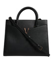 Black Large Leather Top Handle Shoulder Crossbody Bag