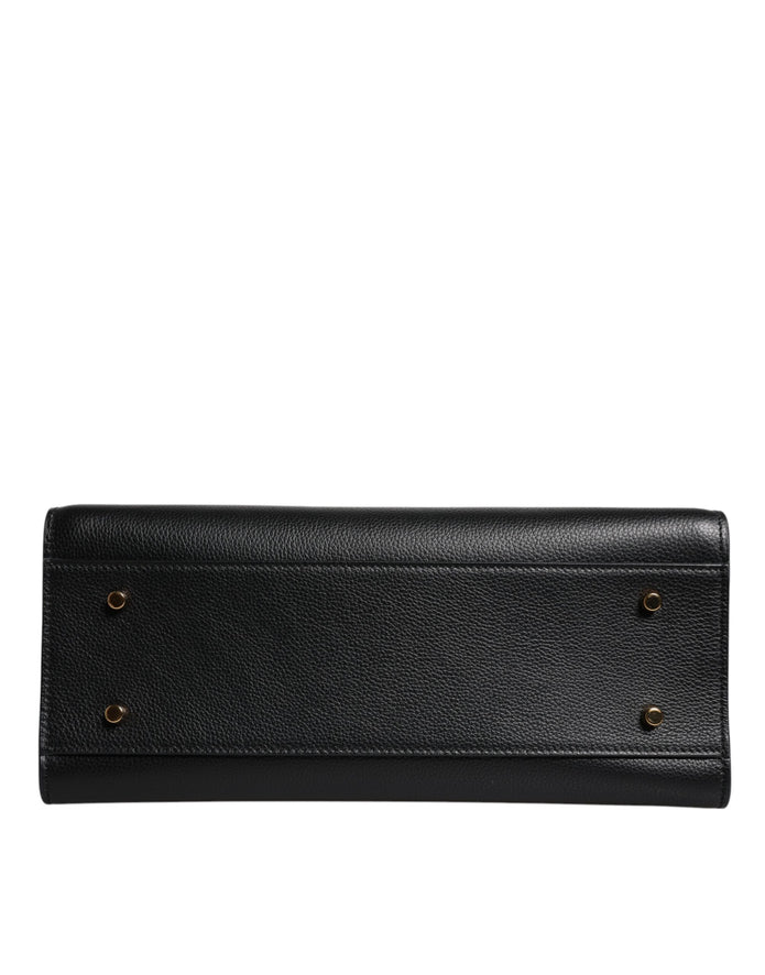 Black Large Leather Top Handle Shoulder Crossbody Bag