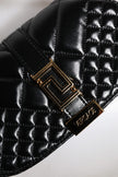 Black Calf Leather Quilted Shoulder Strap Bag