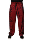 Red Leopard Print Polyester Men Jogger Pants