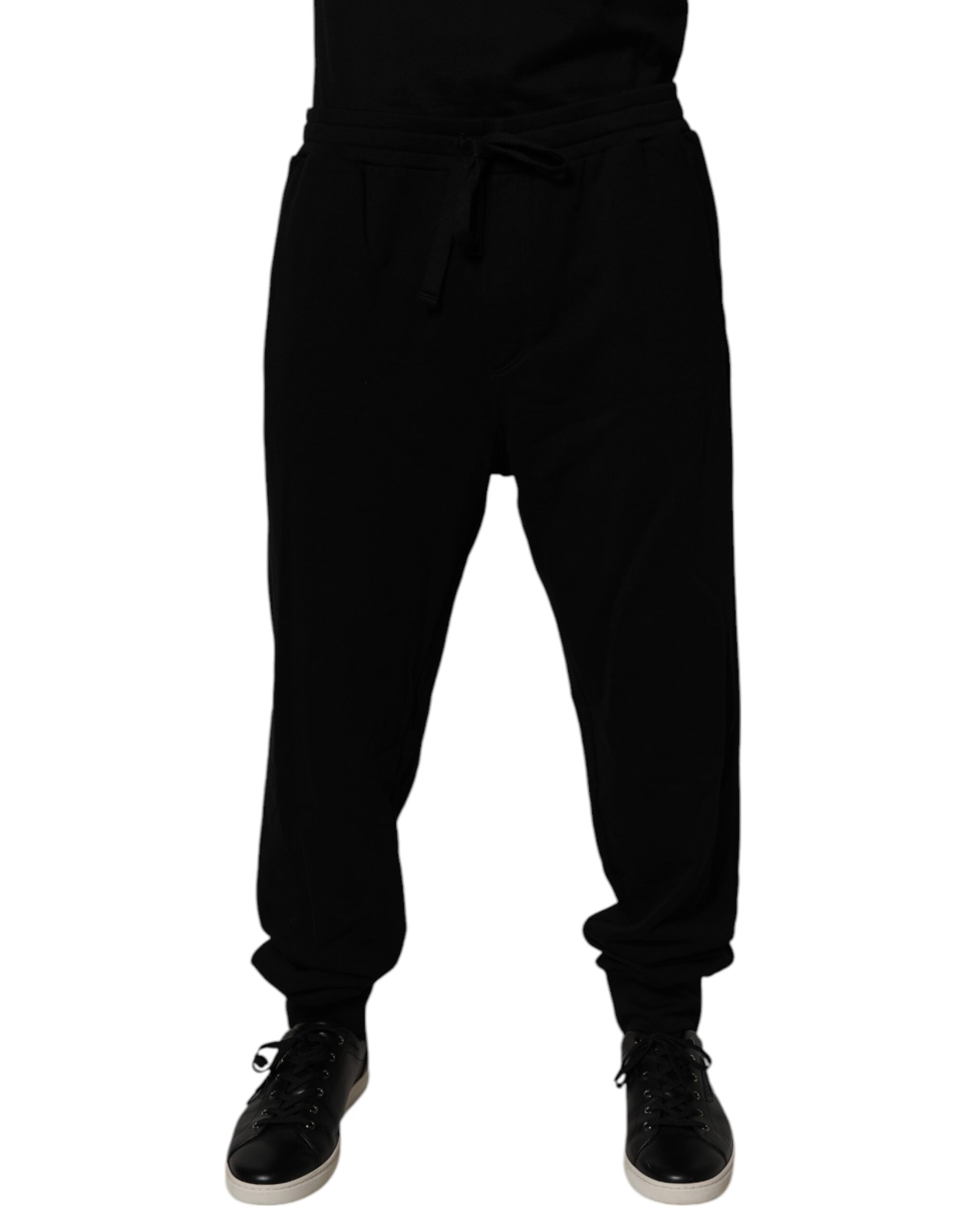 Black Cotton Crown Logo Jogger Pants
