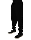 Black Cotton Crown Logo Jogger Pants