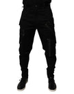 Black Cotton Cargo Tapered Pants