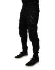 Black Cotton Cargo Tapered Pants