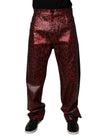 Red Leopard Cotton Straight Men Denim Jeans