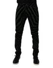 Black Green Stripes Cotton Skinny Denim Jeans