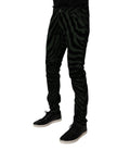 Black Green Stripes Cotton Skinny Denim Jeans
