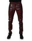Red Leopard Cotton Skinny Men Denim Jeans