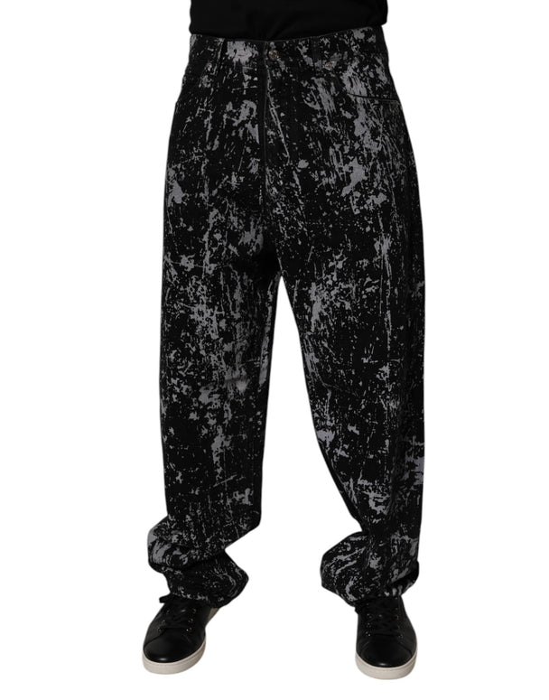 Black Tie Dye Cotton Straight Men Denim Jeans
