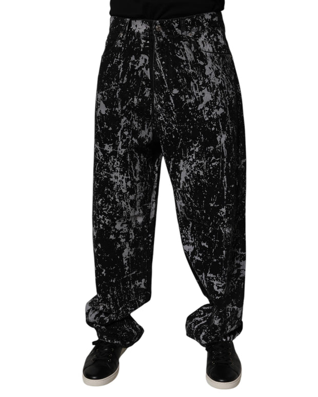 Black Tie Dye Cotton Straight Men Denim Jeans