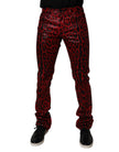Red Leopard Cotton Slim Fit Denim Jeans