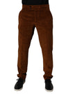 Dark Brown Corduroy Cotton Skinny Denim Jeans