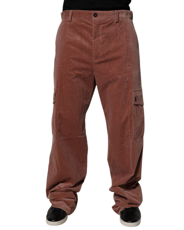 Brown Corduroy Cotton Cargo Men Denim Jeans