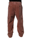 Brown Corduroy Cotton Cargo Men Denim Jeans