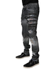 Dark Gray Tattered Cotton Skinny Denim Jeans
