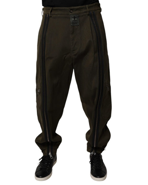 Dark Brown Cotton Jogger Cargo Pants