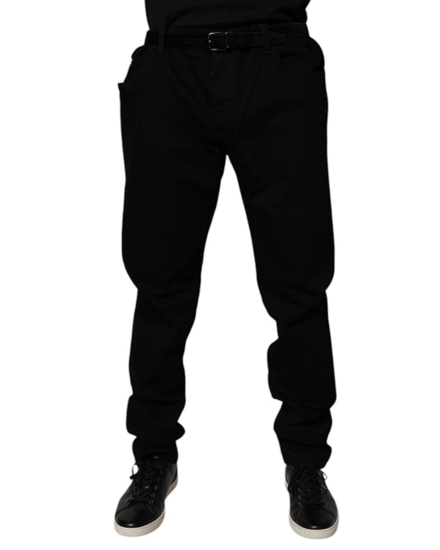 Black Cotton Stretch Slim Fit Denim Jeans