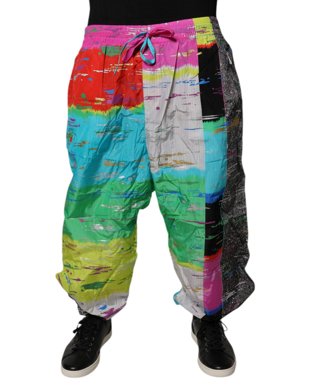 Multicolor Patchwork Mid Waist Sweatpants Pants