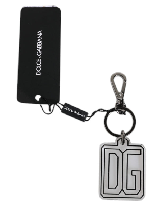Gray Black DG Rubber Logo Silver Men's Keychain Keyring