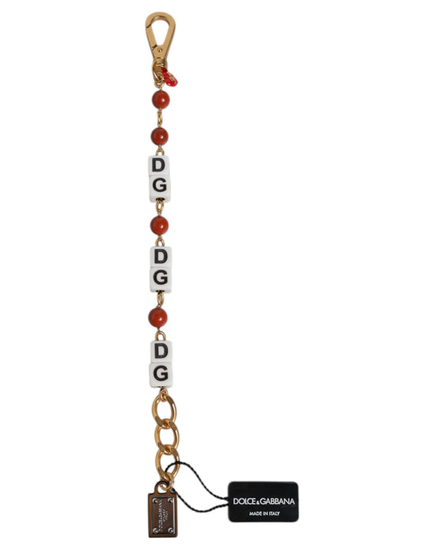 Multicolor Gold Tone Brass Chain DG Logo Dice Bracelet