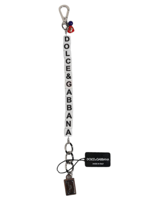 Silver Brass Chain Dice Logo Embellished Charm Bracelet