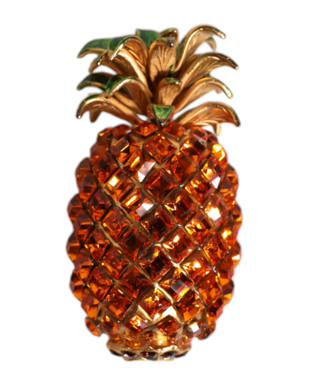 Gold Brass Pineapple Crystal Jewelry Brooch Pin