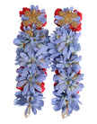 Gold Tone Brass Floral Crystal Clip On Dangling Earrings