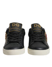 Black Leather Gold Red Heart Sneakers Shoes