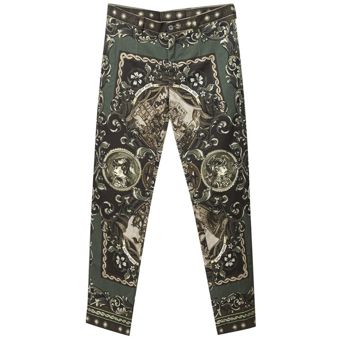 Green Cotton Casual Pants