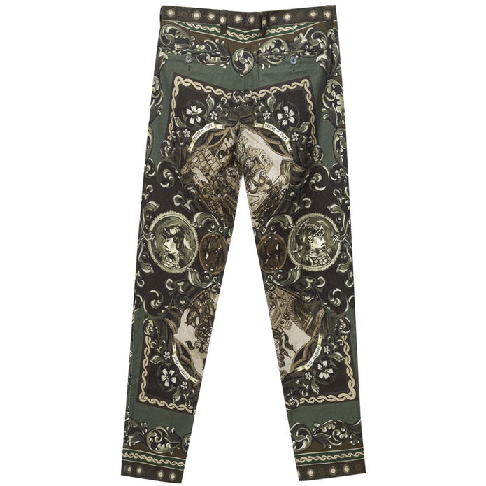 Green Cotton Casual Pants