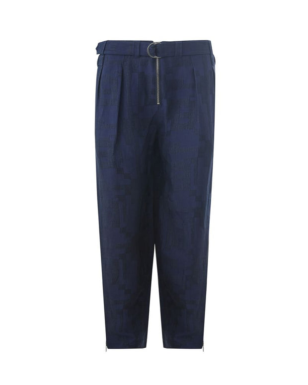 Blue Linen Casual Pants