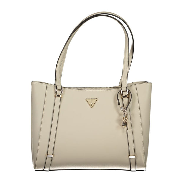 Beige Polyethylene Women Handbag